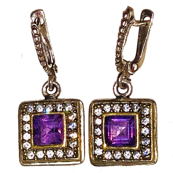 Jewelry - 💎 925 Diamond & Amethyst Earrings